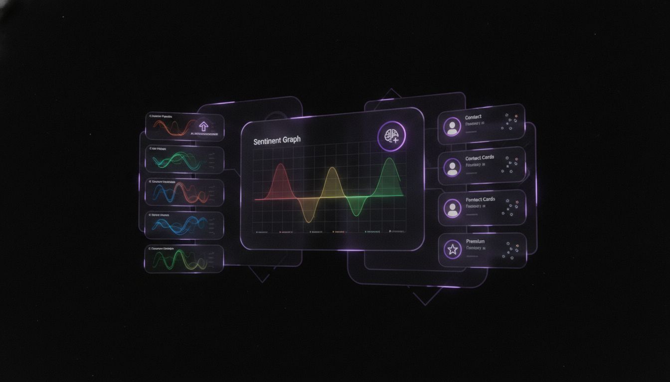 AI CRM dashboard showing customer pipeline, sentiment insights, and deal forecasting